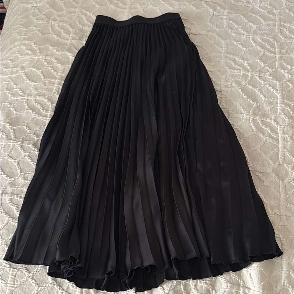 H&M Satin Black Pleated Skirt